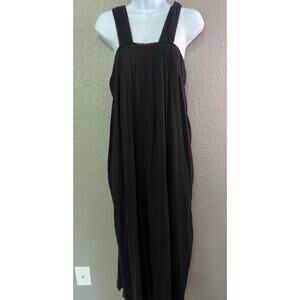 World Market Wide Leg Jumpsuit S/M Black Cotton Textured Maura Minimalist Casual